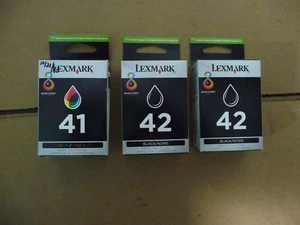Cartuchos de impresión de tinta originales Lexmark 41-42-42 negros y en color sellados de fábrica 2013 - Imagen 1 de 1