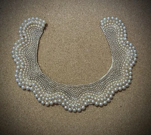 Vintage Faux Pearl Attachable Dress Collar Made In Japan Handmade - Picture 1 of 7