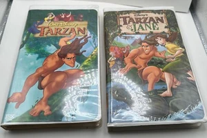 Tarzan 1 & 2 VHS Lot Disney Animated Clamshell Tarzan And Jane Classic - Picture 1 of 6
