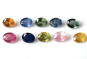 4X5 mm Oval Natural Unheated Ceylon Sapphire Multi Color Faceted Gemstone 10 Pcs - Picture 1 of 5