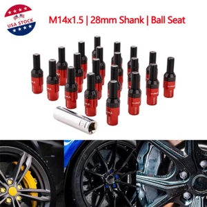 20pcs Red M14x1.5 Wheel Lug Bolts Ball Seat Stud Set 28mm Shank for Audi VW Benz - Picture 1 of 18