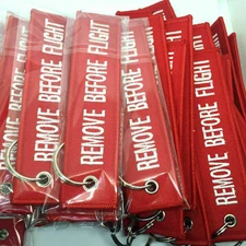 Red Key Ring Remove Before Flight Keychain Pilot Bag Crew Tag Luggage Keyring-
