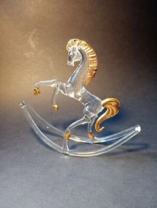 Stunning Studio Art Hand Crafted Prancing Rocking Horse Glass Figure - Picture 1 of 16