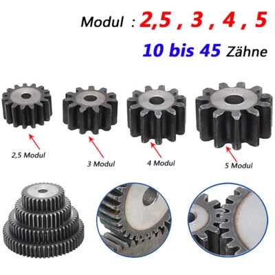 Modul 2,5, 3, 4, 5 Zahnrad Stirnräder Stirnrad mit 10 bis 45 Zähne Flach Zahnrad - Bild 1 von 4