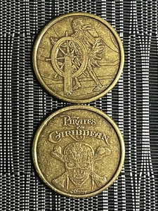 WALT DISNEY WORLD PIRATES OF THE CARIBBEAN WHEEL 2024 GOLD/BRONZE MEDALLION COIN - Picture 1 of 1