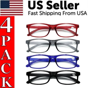 Paquete de 4 gafas de lectura para computadora hombres y mujeres anti fatiga visual bloqueo de luz azul - Imagen 1 de 13