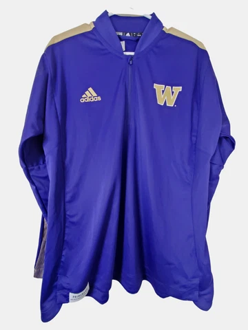 Adidas Primeblue Washington Huskies Mens Purple 1/4 Zip Pullover Jacket Size L Cover