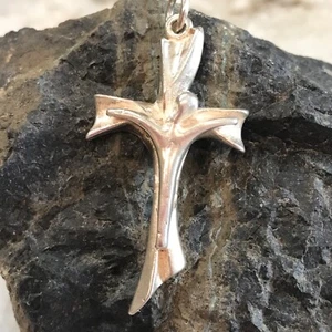 VTG cross crucifix pendant Artisan MOD Sterling silver abstract sculptured 1” - Picture 1 of 7