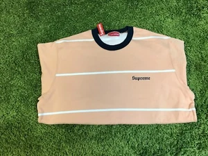 Supreme F/W 2017 Striped Crewneck (Peach) Size L Box Logo - Picture 1 of 1