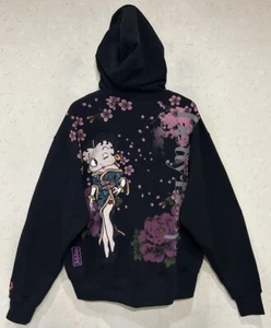 Karakuri Tamashii Betty Boop Full Zip Hoodie Sweatshirt Embroidered Black XL - Picture 1 of 8
