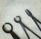 Iron Blacksmith Tongs Set Of 3 Forge Hammer Anvil And Vise Tools Knifemaking