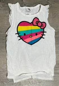 Sanrio Hello Kitty Sleeveless Tank Top Shirt Rainbow Heart Girl’s Size L Large - Picture 1 of 7
