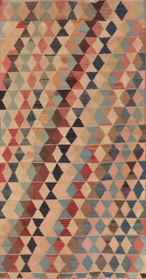 Tapete reversível 4x9 corante vegetal Kilim vintage tribal tecido à mão 9 pés corredor - Imagem 1 de 4