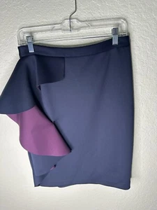 Ted Baker Derosa Ruffle Pencil Skirt Navy Blue Women’s Size 2 Career Wear - Picture 1 of 4