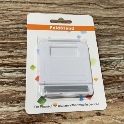 White Foldable Adjustable iPhone iPad Smartphone Universal Mobile Device Holder - Image 1 of 4