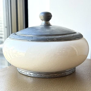 Cosi Tabellini Match 95 Pewter & Ceramic Lidded Canister Dish Bowl Italy - Picture 1 of 12