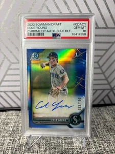 COLE YOUNG 2022 Bowman Draft 1st Blue Refractor AUTO /150 PSA 10 Mariners - Picture 1 of 2