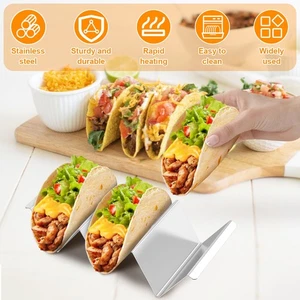 6 Pcs Taco Holders 430 Stainless Steel Taco Stand Rack Double Sided Use stpOu - Picture 1 of 10