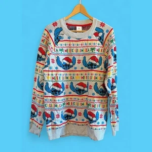 Men's Adult Disney Japan Stitch Fair Isle Light Up Christmas Sweater-Size XL - Picture 1 of 9