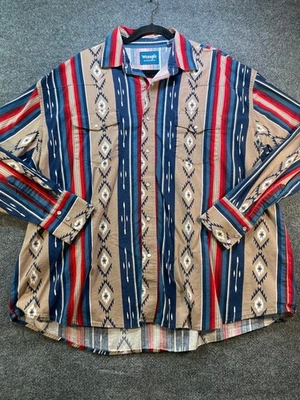 Wrangler Checotah Western Pearl Snap Shirt Mens XXL Southwestern Aztec Cowboy - Image 1 of 4