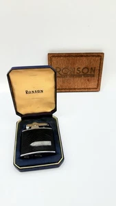 Vintage Ronson Lighter,Black Leather Wrap,Made in England,Original Box,Working - Picture 1 of 13