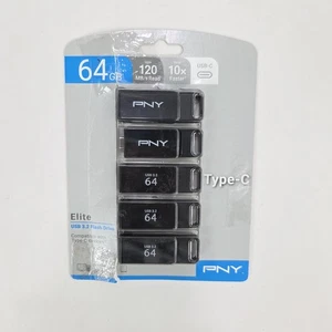64GB Elite Type-C USB 3.2 Flash Drive – Up to 120MB/s Read, 5-Pack - Picture 1 of 3