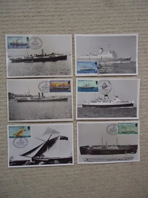 6X  1972-1973 MAIL BOATS GUERNSEY FDI Front Maxi Card Postcards Ships Steamers - Image 1 of 4
