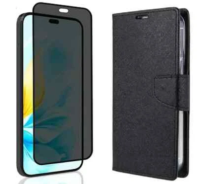 Etui Portefeuille + Verre Trempé Anti Espion pour Honor 200 Lite / 200 Smart Pro