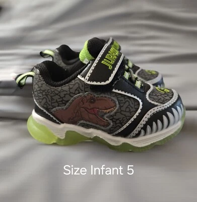 NWT Jurassic World Infant Boys Athletic Light-up Sneakers Size 5 Dinosaur  - Image 1 of 4