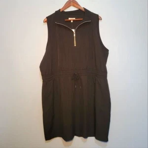 NWT Maurices Plus Size 1/4 Zip Mini Dress with Pockets Size 2X Black Sleeveless - Picture 1 of 12