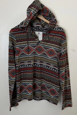 Sudadera con Capucha On The Byas Mujer Rojo Azul Crema Rayas Azteca Talla S Ligera Foto 1 de 4