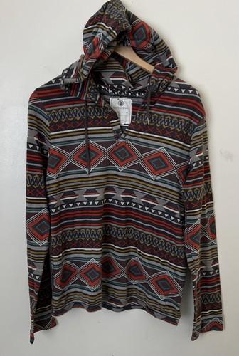 OFF WHITE Felpa con cappuccio pullover azteco a righe On The Byas donna rosso blu panna taglia S leggera