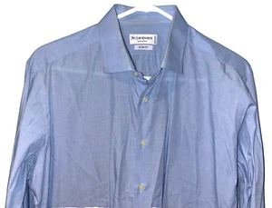 Yves Saint Laurent Sz 16.5 42 Mens Blue Dress Shirt Business Slim Fit Button Up - Picture 1 of 7