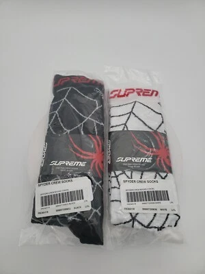 Paquete de 2 calcetines Supreme FW24 Spyder con logotipo gráfico blanco y negro talla L/XL nuevos  Foto 1 de 4