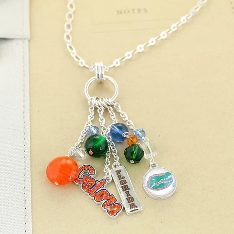 FLORIDA GATORS Necklace Long Charm, Jewelry, SPARKLE & SHINE, College Football Cover