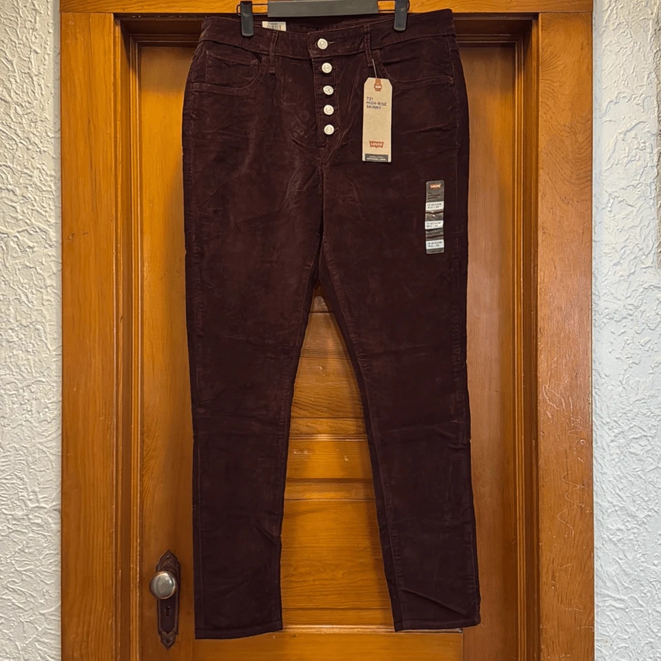 Pana ajustada Levi’s 721 granate botón mosca para mujer US 14 Foto 1 de 4