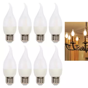8Pc Turn Tip Light Bulbs Frosted 40W LED E26 Medium Base Lamp Flame Chandelier - Picture 1 of 1