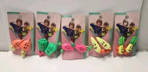 Lot Of Vintage Vegetable Hair Elastics, Charms 1990s Neon Colors Taiwan - Picture 1 of 5