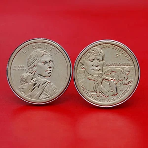 US 2018 Dollar BU Unc Coin Cufflinks - Jim Thorpe - Picture 1 of 29