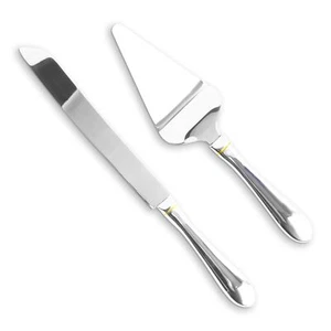 Stainless Steel Cake Knife and Server Set, Silver Cake Cutter and Pie Spatula - Picture 1 of 7