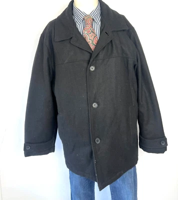 Abrigo Steve & Barry’s The Woolly Mammoth Negro Mezcla Lana Botón Para Hombre XL Bonito. Foto 1 de 4