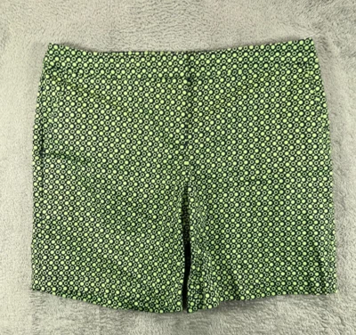IZOD Womens 8 Shorts Golf Bermuda Green Blue Geometric Ladies Chino Flat Mid - Image 1 of 4
