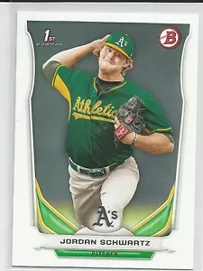 Tarjeta de borrador de Jordan Schwartz Oakland A's 2014 Bowman - Imagen 1 de 2