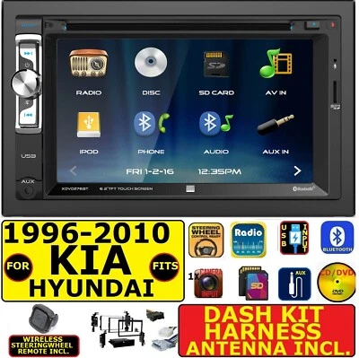 FITS 1996-2010 KIA & HYUNDAI AM/FM CD/DVD BLUETOOTH USB AUX CAR RADIO STEREO PKG - Image 1 of 4