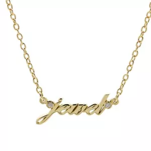 Collana AHKAH Petit Ecriture oro giallo 18 carati 2P diamante 0,01 ct usata come nuova - Foto 1 di 7