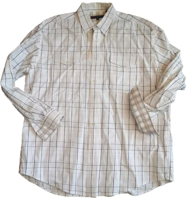 Camisa Roper Western Para Hombre XL Beige A Cuadros Manga Larga Abotonada Puño Abatible Algodón Foto 1 de 4