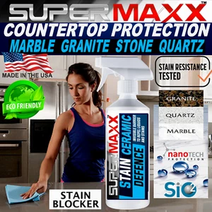 COUNTERTOP SEALER STAIN PROTECTION MARBLE GRANITE QUARTZ TILE SOLID SURFACE TILE - Picture 1 of 11