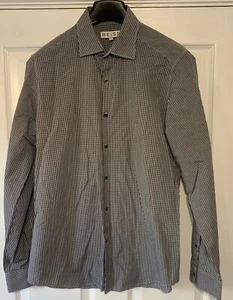 REISS Long Sleeve Mens Shirt Size XL Black White Check Pattern - Picture 1 of 7