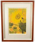 Katsuta Yukio "Sunflower" 1977 Hand Signed Numberd Ap Grain Painting Art