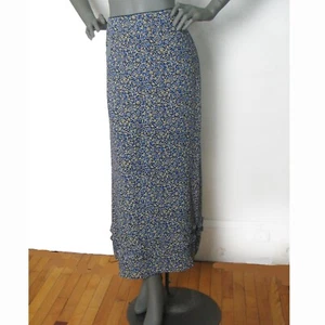 Nuevo con etiquetas Falda de Seda Liz Claiborne Talla 10 Micro Plisada, Volantes en el Doblo, Azul Floral - Imagen 1 de 11